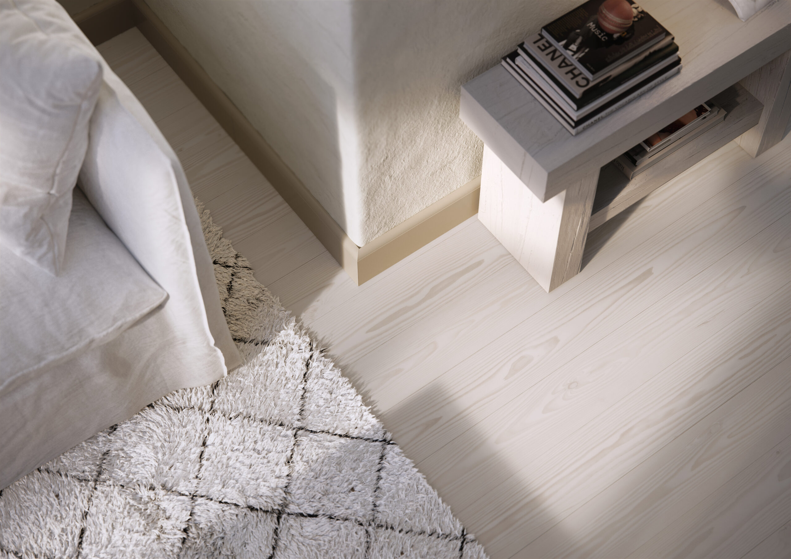 Detaljbild på snickerier i vardagsrum